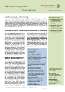 Marktforschungsnews Brandenburg Ausgabe 04 | NovemberLiebe Tourismuspartner in Brandenburg,