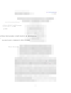 Journal of Computational Dynamics c 
American Institute of Mathematical Sciences Volume 2, Number 1, June 2015