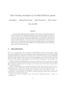 Fast winning strategies in Avoider-Enforcer games Dan Hefetz ∗  Michael Krivelevich