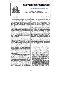 Essays of an Information Scientist, Vol:6, p[removed], 1983  Current Contents, #40, p.5-15, October 3, 1983 Also see Reprint on p.321, Essays, Vol:6