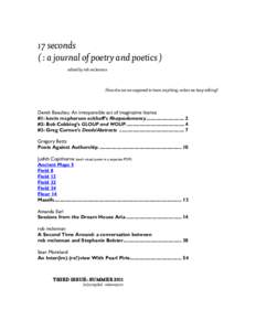 ( : a journal of poetry and poetics ), third issue summer 2011