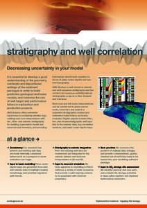 stratigraphy and well correlation Decreasing uncertainty in your model It is essential to develop a good understanding of the geometry, continuity and depositional settings of the sediment