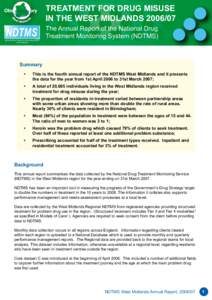 NDTMS  National Drug Treatment Monitoring System West Midlands  TREATMENT	FOR	DRUG	MISUSE