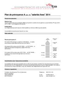 Plan de prévoyance A (anc. G) 