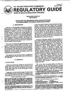 Regulatory Guide 5.9 (Task SG 042-2), Revision 2, Guidelines for Germanium Spectroscopy Systems for Measurement of Special Nuclear Material