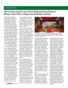 college news  APCSS Dean attends 17th ASEAN Regional Forum Heads of Defense Universities, Colleges and Institutions meeting The ASEAN Regional Forum, Heads of Defense