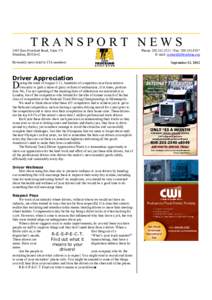 TRANSPORT NEWS 3405 East Overland Road, Suite 175 Meridian, ID[removed]Bi-weekly news brief to ITA members  Driver Appreciation