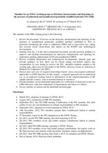 Draft mandate for an ad hoc working group to update and revise the ENGL guidance document on detection, interpretation and rep