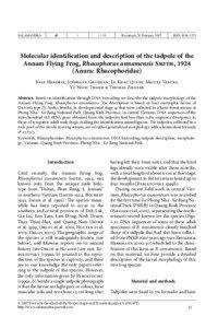 Molecular identiﬁcation and description of the tadpole of Rhacophorus annamensis SALAMANDRA