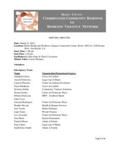 MEETING MINUTES Date: March 22, 2012 Location: Marin Health and Wellness Campus, Connection Center, Room[removed], 3240 Kerner Blvd., San Rafael, CA Start Time: 1:00 pm End Time: 3:30 pm