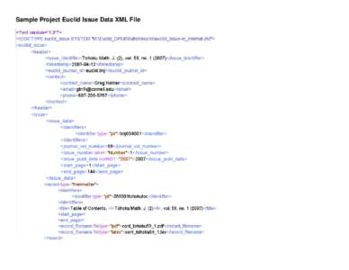 Sample Project Euclid Issue Data XML File   