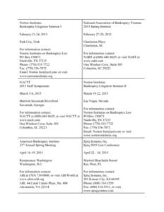 Norton Institutes Bankruptcy Litigation Seminar I National Association of Bankruptcy Trustees 2015 Spring Seminar