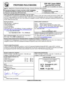 PROPOSED RULE MAKING  CR-102 (June[removed]Implements RCW[removed]Do NOT use for expedited rule making