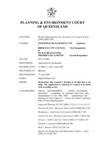 PLANNING & ENVIRONMENT COURT OF QUEENSLAND CITATION: Westfield Management Ltd v Brisbane City Council & AnorQPEC 010