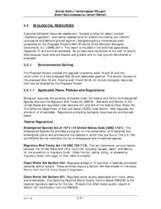 WATER SUPPLY IMPROVEMENT PROJECT DRAFT ENVIRONMENTAL IMPACT REPORT 3.3  BIOLOGICAL RESOURCES