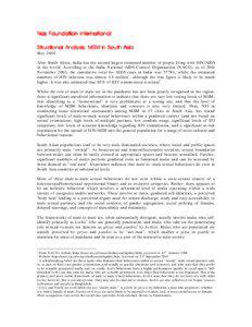 Naz Foundation International Situational Analysis: MSM in South Asia May 2004