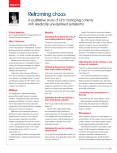 research  Reframing chaos Louise Stone  A qualitative study of GPs managing patients