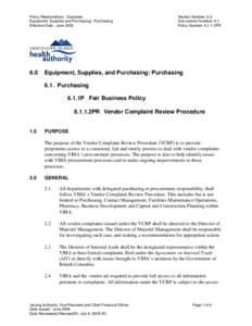Fair Business Policy - Vendor Complaint Review Process
