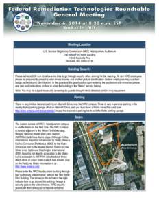 Federal Remediation Technologies Roundtable: General Meeting Logistics Sheet