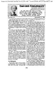 Essays of an Information Scientist, Vol:10, p.319, 1987  Current Contents, #44, p.3, November 2, 1987 EUGENE GARFIELD INSTITUTE FOR SCIENTIFIC lNFORMATION@