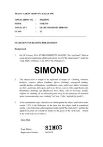 Product management / Marketing / Identification / Trademark / Confusing similarity / Import / Concurrent use registration / Confusion in Canadian trademark law / Intellectual property law / Trademark law / Brand management