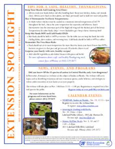 Uf/ifas Polk County Extension Service, Bartow FL  E x t e n s i o n S p ot l i g h t T i p s f o r a S a f e , H e a l t h y, T h a n k s g i v i n g Keep Your Hands And Cooking Area Clean: