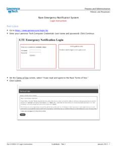 Finance and Administration Policies and Procedures Rave Emergency Notification System Login Instructions
