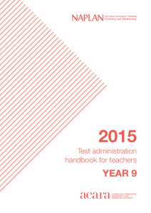 2015  Test administration handbook for teachers  YEAR 9
