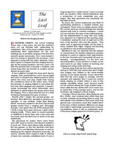 The Last Leaf Number 12, Winter 2004 Published for AAPA and NAPA by Hugh Singleton at 6003 Melbourne Ave., Orlando, FL 32835