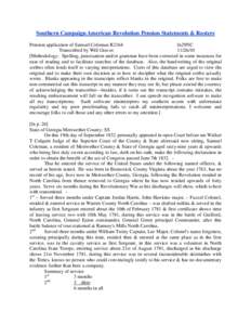 Southern Campaign American Revolution Pension Statements & Rosters Pension application of Samuel Coleman R2164 fn29NC Transcribed by Will Graves[removed]Methodology: Spelling, punctuation and/or grammar have been corre