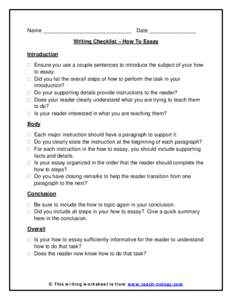 How To Essay Writing Checklist
