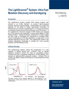 Polymerase chain reaction / Genetics / Biotechnology / Laboratory techniques / Melting curve analysis / Genotyping / Real-time polymerase chain reaction / Nucleic acid thermodynamics / SNP genotyping / Biology / Molecular biology / Chemistry