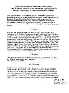 Memorandum of Understanding Between the US EPA and the Indiana Department of Environmental Management (December 2001)