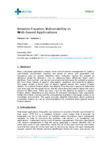 PUBLIC Session Fixation Vulnerability in Web-based Applications