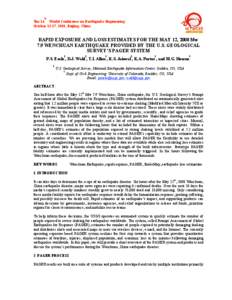 th  The 14 World Conference on Earthquake Engineering October 12-17, 2008, Beijing, China  RAPID EXPOSURE AND LOSS ESTIMATES FOR THE MAY 12, 2008 Mw