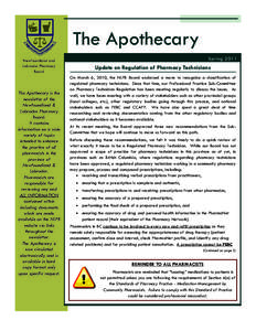 The Apothecary Newfoundland and Labrador Pharmacy Board  The Apothecary is the