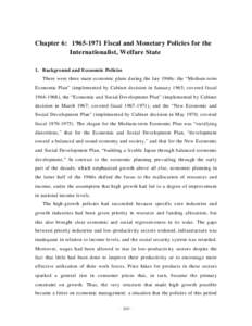 Part１：　Fiscal and Monetary Policies in the Reconstruction