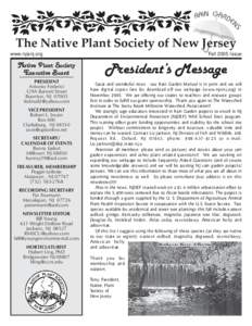 The Native Plant Society of New Jersey www.npsnj.org Fall 2005 Issue  Native Plant Society