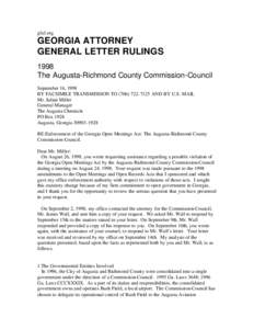 gfaf.org  GEORGIA ATTORNEY GENERAL LETTER RULINGS 1998 The Augusta-Richmond County Commission-Council
