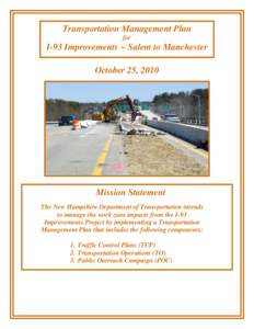 New Hampshire Department of Transportation / Traffic congestion / Frontage road / Connecticut Route 11 / Transport / Land transport / Interstate 93