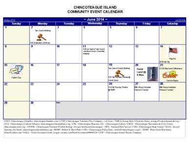 CHINCOTEAGUE ISLAND COMMUNITY EVENT CALENDAR ~ June 2014 ~ ◄ May 2014
