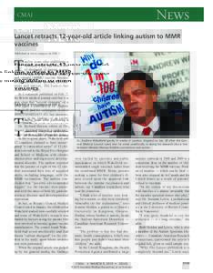 News  CMAJ Lancet retracts 12-year-old article linking autism to MMR vaccines