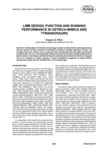 GAIA Nº 15, LISBOA/LISBON, DEZEMBRO/DECEMBER 1998, pp[removed]ISSN: [removed]LIMB DESIGN, FUNCTION AND RUNNING