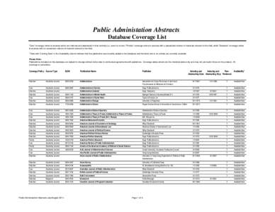 Public Administation Abstracts Database Coverage List 