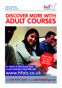 Adult learning and skills service DISCOVER MORE WITH  ADULT COURSES