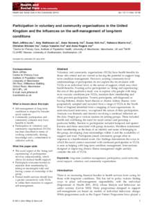 Health and Social Care in the Communitydoi: hscParticipation in voluntary and community organisations in the United Kingdom and the influences on the self-management of long-term