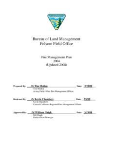 Bureau of Land Management, Folsom field Office, Fire Management Plan