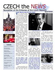 CZECH the NEWS  Newsletter of the Embassy of the Czech Republic Special Edition