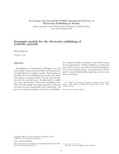 Proceedings of the Second ICSU/UNESCO International Conference on  Electronic Publishing in Science held in association with CODATA, IFLA and ICSTI at UNESCO House, Paris 20–23 February 2001