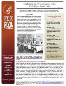 Celebrating the 50th Anniversary of the Civil Rights Act of 1964 February 2014 February 2014